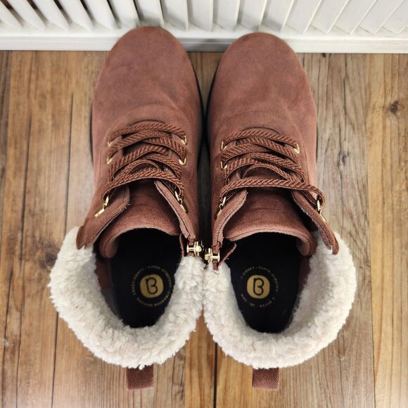 Bzees Garner Machine Washable Women's 10 Wide Brown Shearling Ankle Bootie Boots - Picture 6 of 9